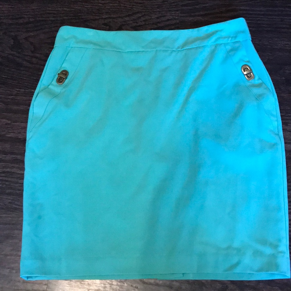 Teal knee length skirt